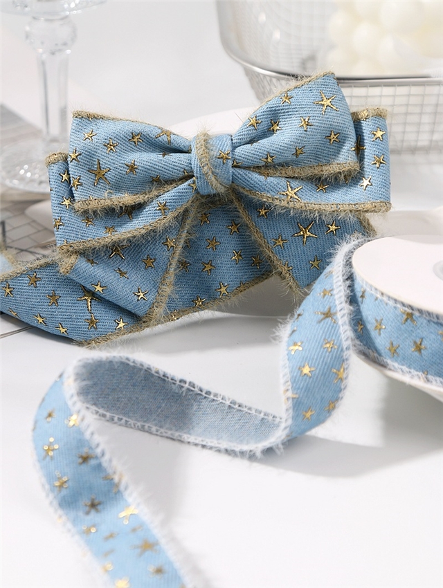 lock edge hot stamping star denim ribbon