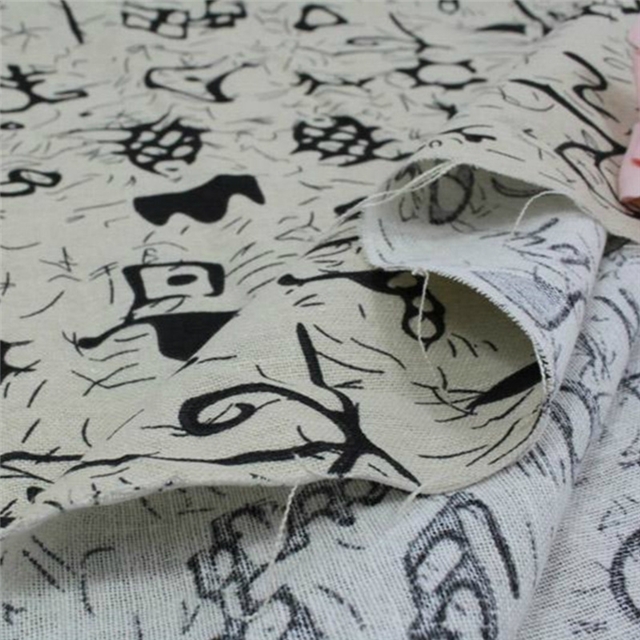 ancient style nail bone printing cotton and linen fabric