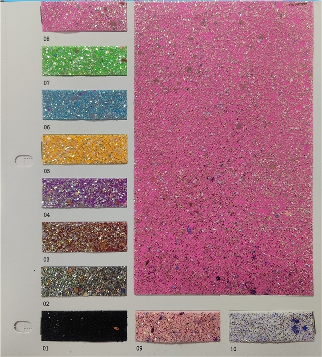 synthetic leather chunky glitter big small sequins mixed faux leather