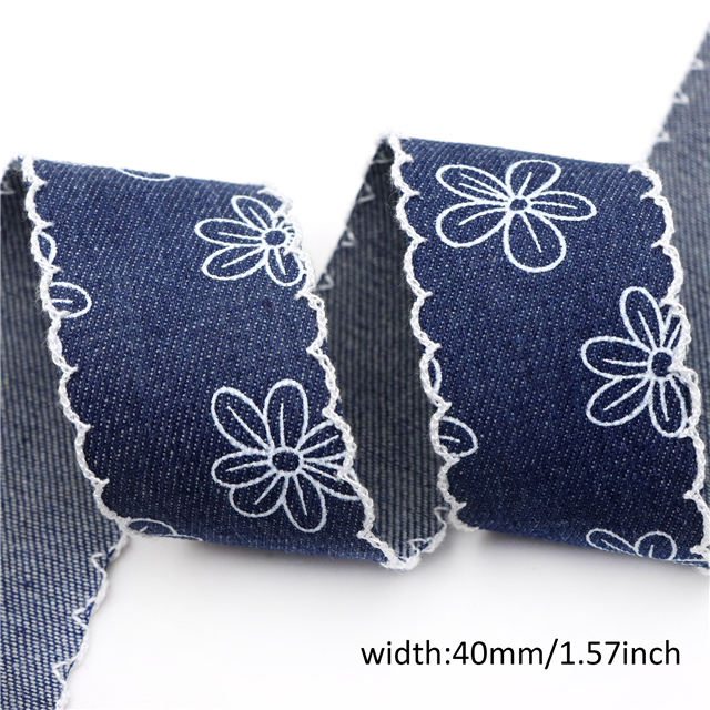 hook edge printed denim webbing 3#dark blue,2.5cm(1