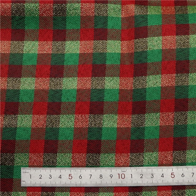 plaid gold and silver thread imitation linen fabric
