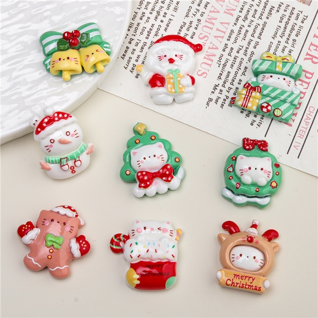 resin Christmas Cat Series 3D Resin Accessories