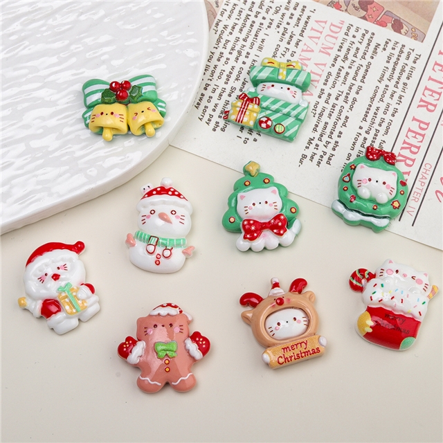 resin Christmas Cat Series 3D Resin Accessories