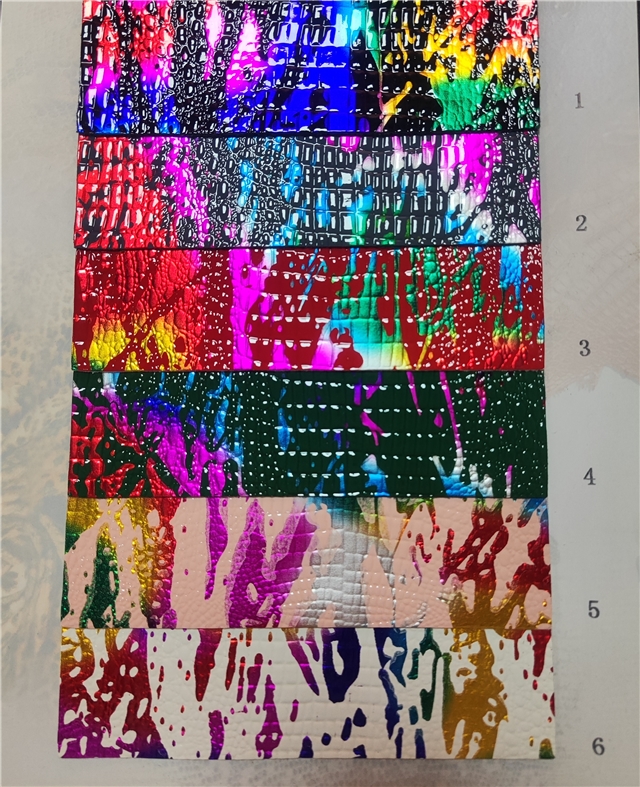 synthetic leather smooth textured and colorful graffiti crocodile pattern faux leather