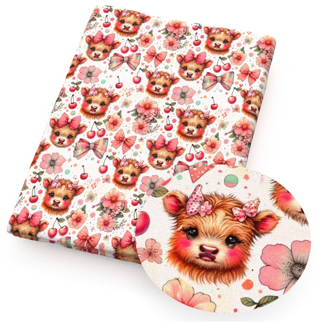 polyester cotton cow sunflower series polyester cotton fabric set (4 pcs/set)