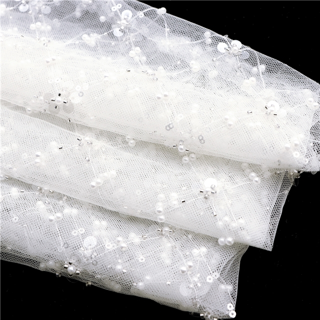 bead sequin flower mesh fabric