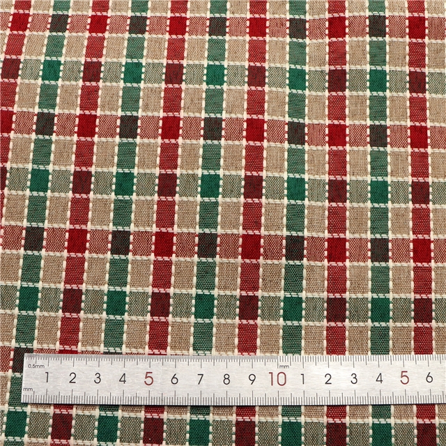 plaid gold and silver thread imitation linen fabric