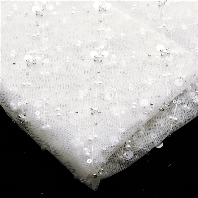 bead sequin flower mesh fabric