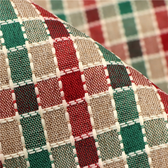 plaid gold and silver thread imitation linen fabric