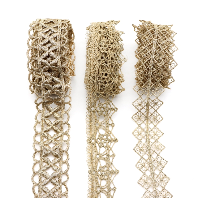 gold and silver thread double sided gold thread embroidery hollow lace