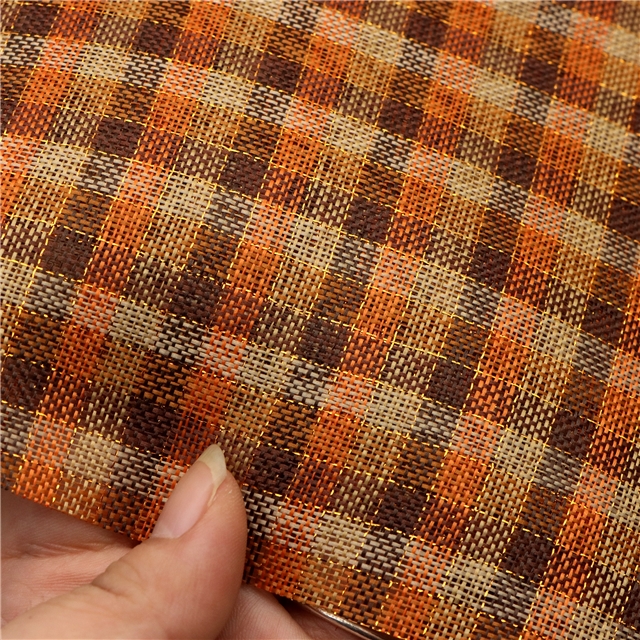 plaid gold and silver thread imitation linen fabric