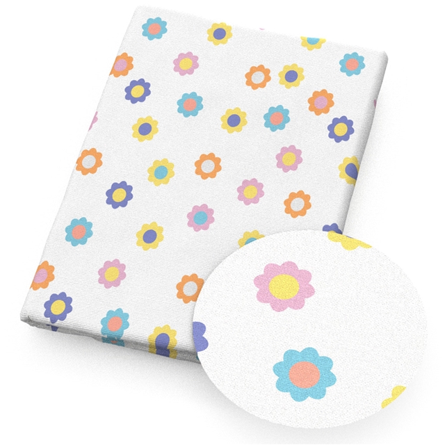 polyester cotton colorful checkered flowers series polyester cotton fabric set (4 pcs/set)