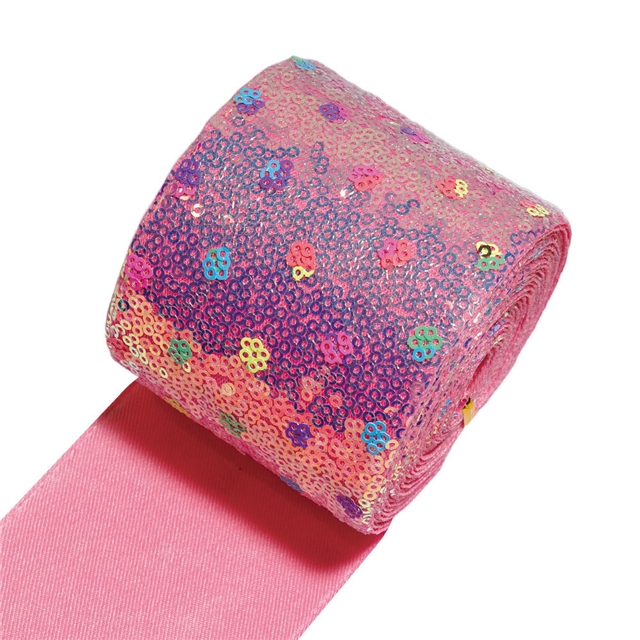 Iridescent plum blossom sequins ribbon