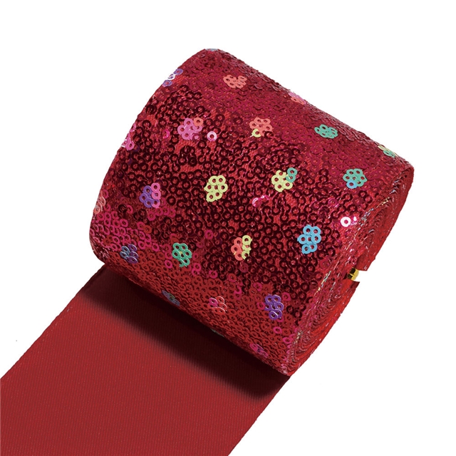 Iridescent plum blossom sequins ribbon