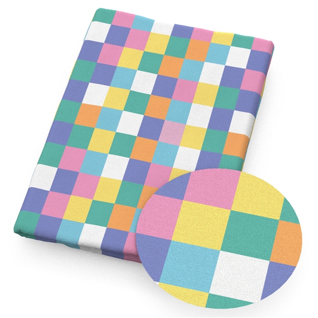polyester cotton colorful checkered flowers series polyester cotton fabric set (4 pcs/set)