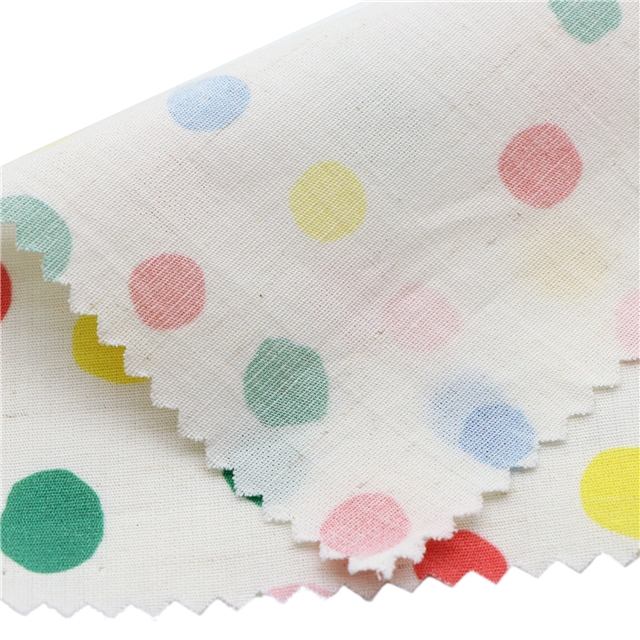 colorful polka dot cotton linen digital printing fabric