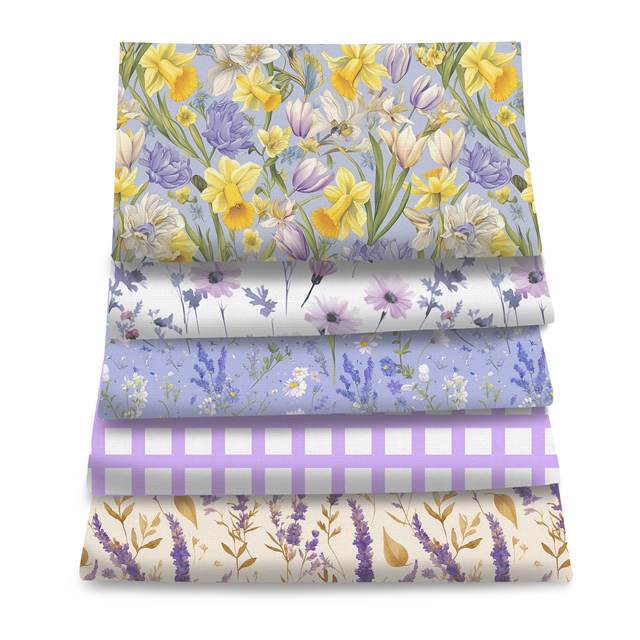 polyester cotton flower series polyester cotton fabric set (5 pcs/set)