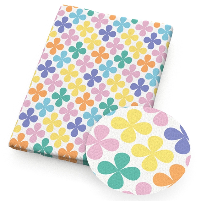 polyester cotton colorful checkered flowers series polyester cotton fabric set (4 pcs/set)