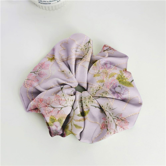 golden thread embroidery flower printed chiffon fabric