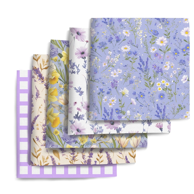 polyester cotton flower series polyester cotton fabric set (5 pcs/set)