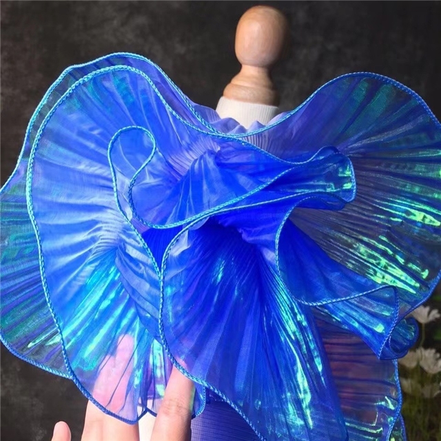 polyester folded large wave organza elastic lace (straightening quantity one yard)