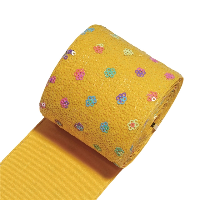 Iridescent plum blossom sequins ribbon