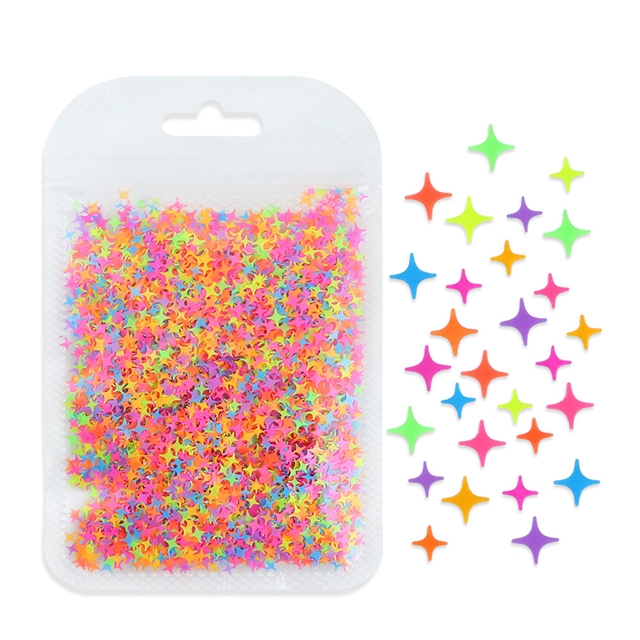pet mixed  fluorescent four pointed star sequin packaging filling material