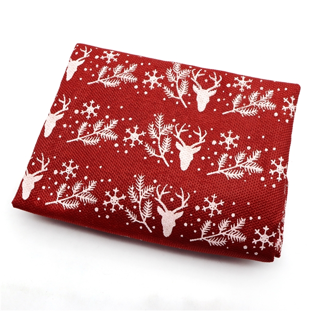 bright silk christmas deer snowflake branches ink printing plush bottom fabric
