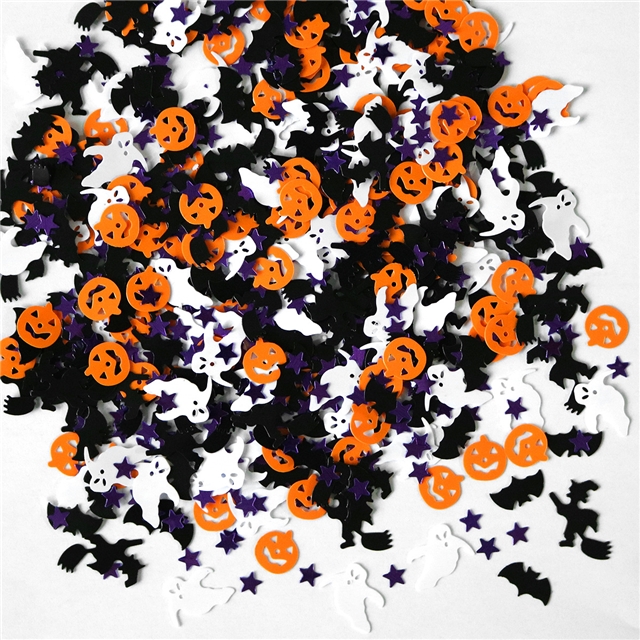 pvc halloween paper scraps ghost bats spider webs pvc glitter packaging filler
