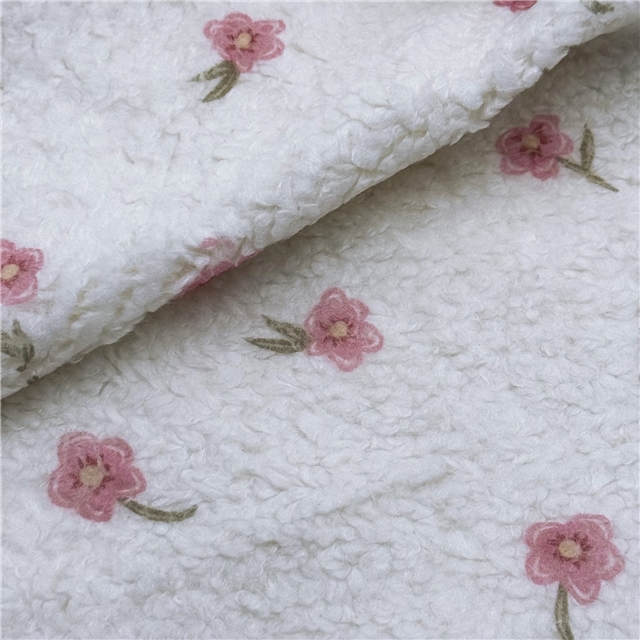 flower bear grid particle printed velvet fabric