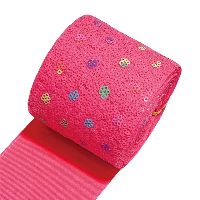 Iridescent plum blossom sequins ribbon