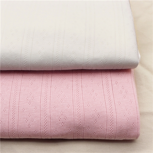100% cotton 2 ways plain knitted cotton jacquard hollow ribbed fabric