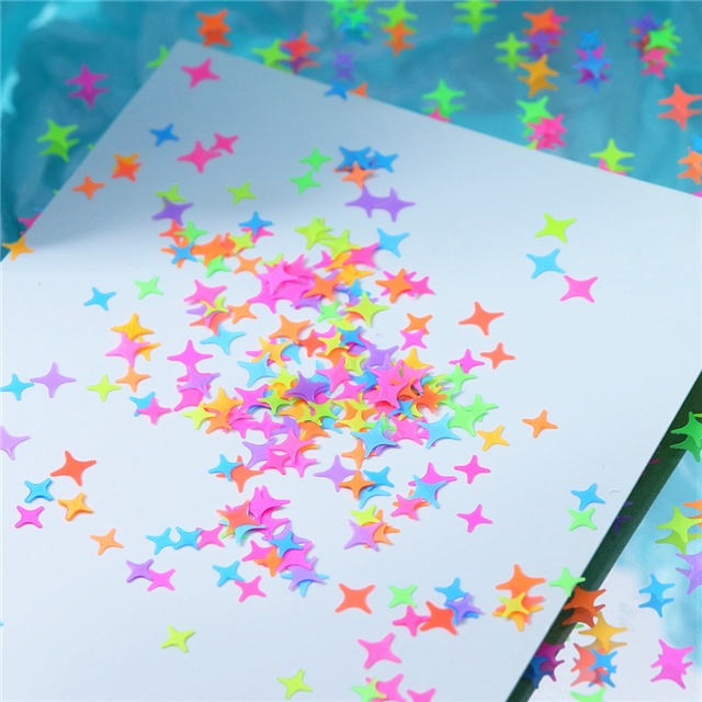 pet mixed  fluorescent four pointed star sequin packaging filling material