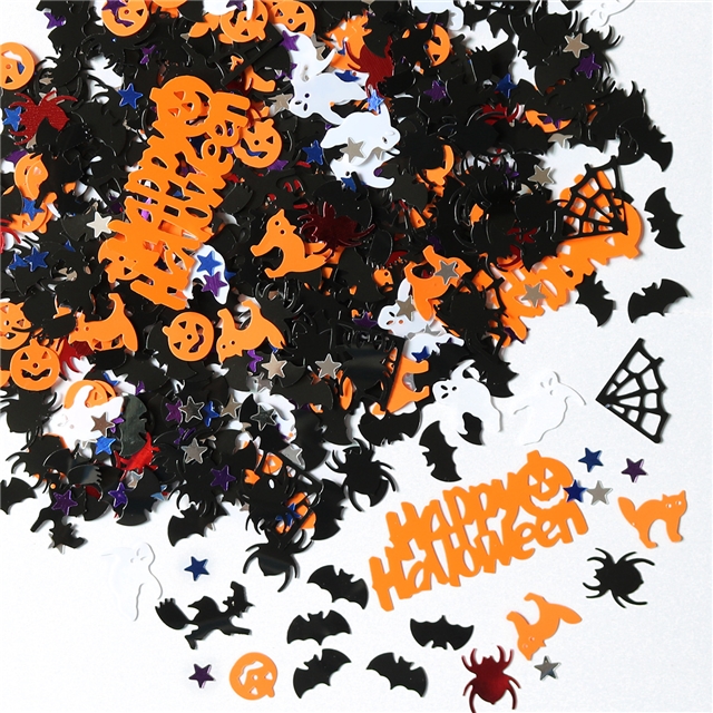 pvc halloween paper scraps ghost bats spider webs pvc glitter packaging filler