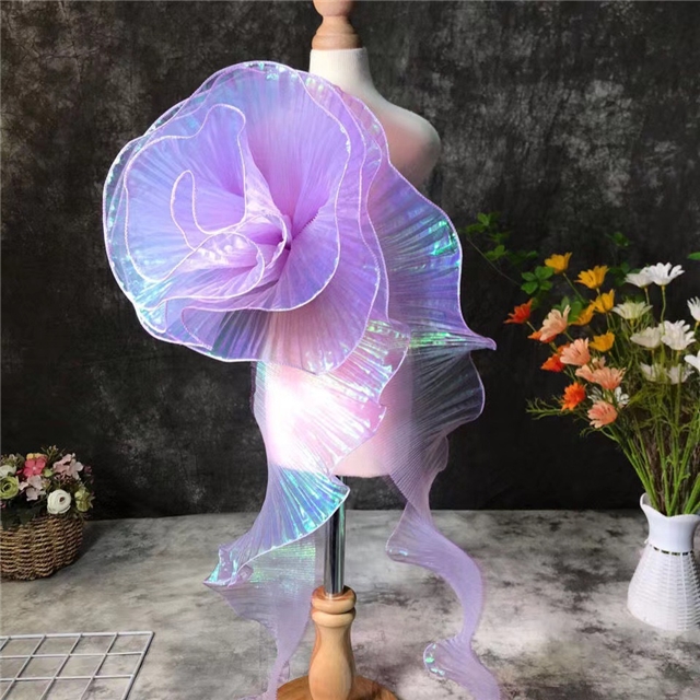 polyester folded large wave organza elastic lace (straightening quantity one yard)