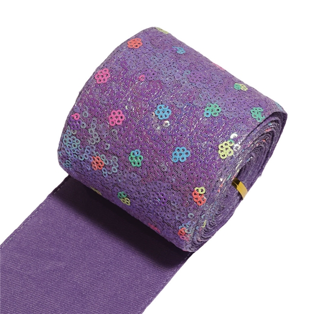 Iridescent plum blossom sequins ribbon