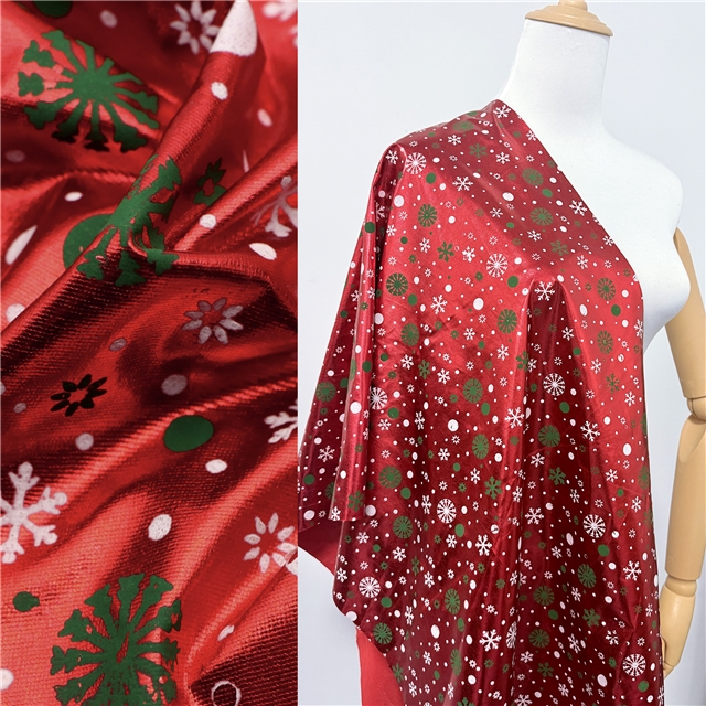 offset snowflake full plate hot stamping red gold fabric