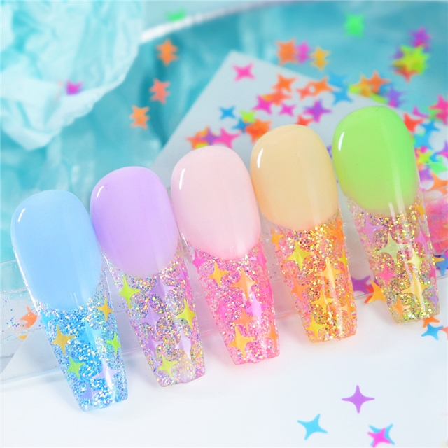 pet mixed  fluorescent four pointed star sequin packaging filling material