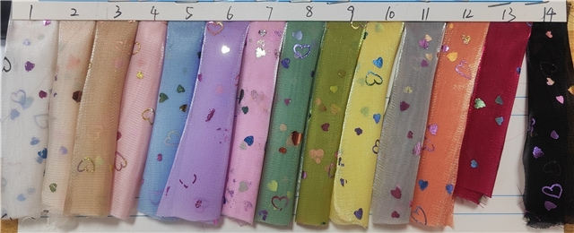 hot stamping heart organza fabric