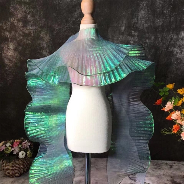 polyester folded large wave organza elastic lace (straightening quantity one yard)