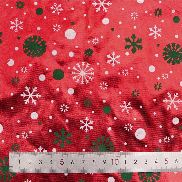 offset snowflake full plate hot stamping red gold fabric