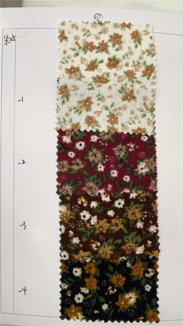 flower printed corduroy fabric
