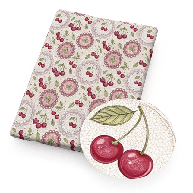 polyester cotton bow fruit series polyester cotton fabric set (4 pcs/set)