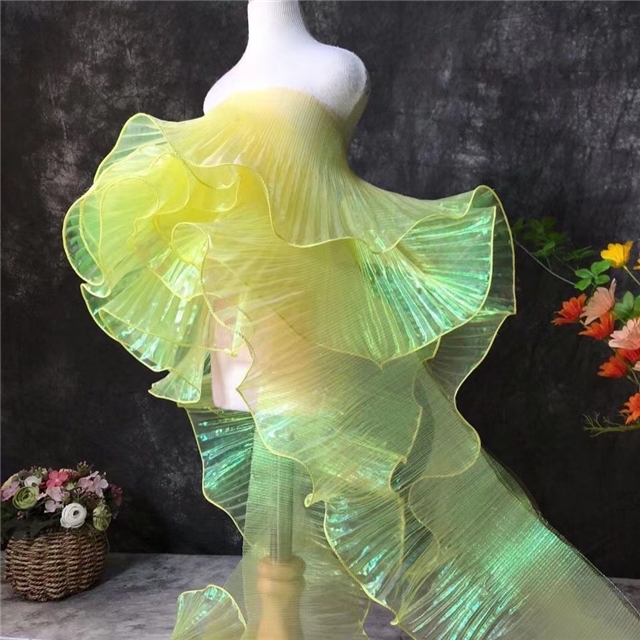 polyester folded large wave organza elastic lace (straightening quantity one yard)