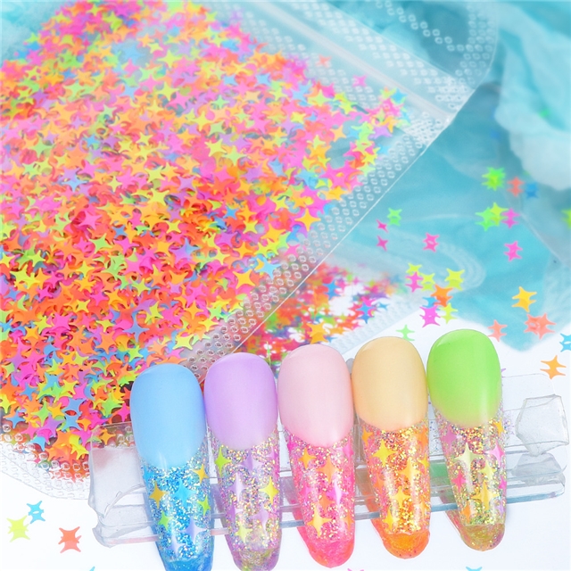 pet mixed  fluorescent four pointed star sequin packaging filling material
