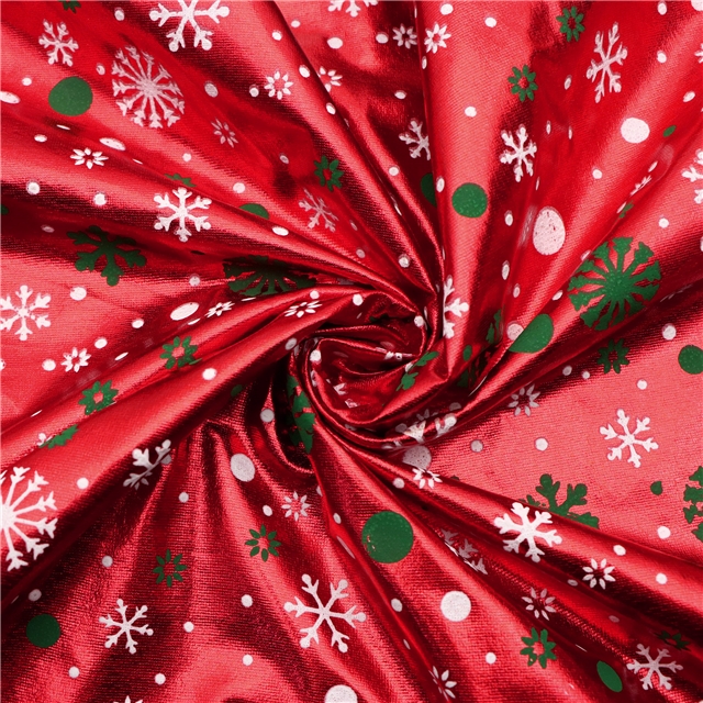 offset snowflake full plate hot stamping red gold fabric