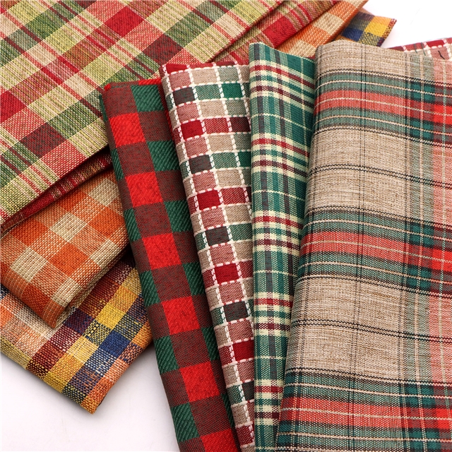 stripe plaid gold and silver thread imitation linen fabric