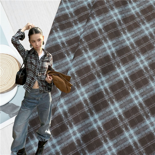 twill brushed plaid fabric