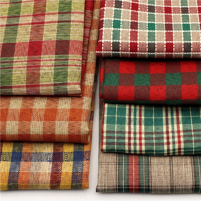 stripe plaid gold and silver thread imitation linen fabric