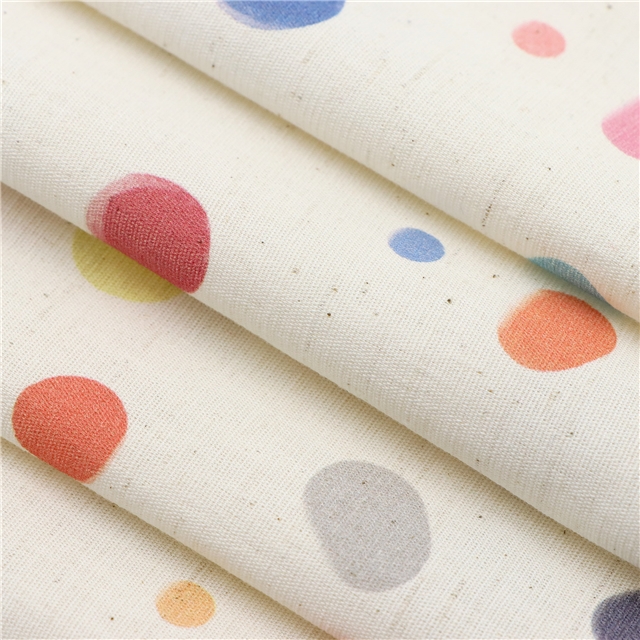 colorful polka dot cotton linen digital printing fabric